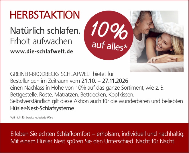 Profitieren Sie von den
Komfortwochen!
